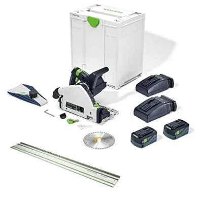 Immagine di Festool Sega sommergibile a batteria TSC 55 5,2 KEBI Plus/XL FS (con pacco batteria, caricatore rapido, lama circolare, protezione da schegge, sacchetto raccoglipolvere, chiave brugola, systainer,