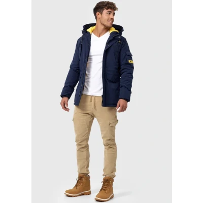 Immagine di Indicode Uomini Ocala Coat Cappotto da uomo con fila di bottoni nascosta Navy XL
