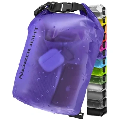 Immagine di Dry Bag E Borsa Impermeabile (10L, Viola) Con Chiusura A Rullo Tracolla Per Nuoto, Spiaggia, Canoa, Stand Up Paddling, Immersioni