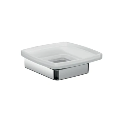 Immagine di Emco Trend 023000100 Portasapone in Vetro Satinato, con Supporto Cromato, per saponi a Mano e Sapone Nucleare, Larghezza 120 mm, Normale