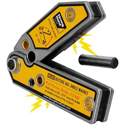 Immagine di Strong Hand Tools Angolo regolabile Quadrato magnetico, 30 270, Magneti interni/esterni, Pin di regolazione dell&#039;angolo, Forza trazione Mag. 25 libbre, Saldatura Square,&quot;4.7&quot;, MLA450,