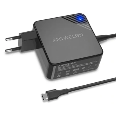 Immagine di ANTWELON 65W USB C Alimentatore Caricabatterie per Lenovo Thinkpad Yoga, Asus, Macbook Pro, Dell Latitude Inspiron,HP Spectre, Acer Chromebook 20V 3,25A Type Adattatore Notebook