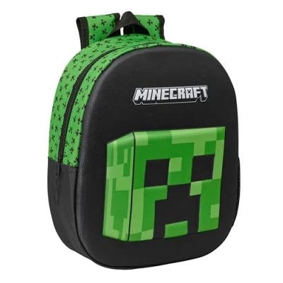 Immagine di MINECRAFT 3D Zaino scolastico, con design 3D, adattabile al carrello, ideale per bambini di diverse età, comodo e versatile, qualità resistenza, 27 x 10 33 cm, multicolore, M, Casual