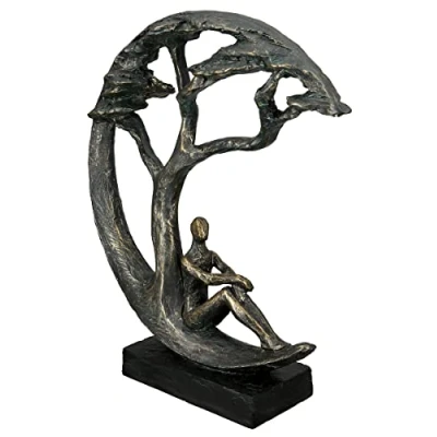 Immagine di Casablanca Scultura decorativa in resina artificiale, con ciondolo a forma di sogno, decorazione per interni, colore: bronzo, altezza 32 cm