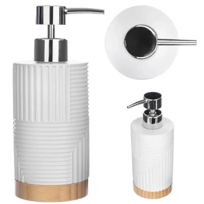 Immagine di KADAX dispenser di sapone per detersivo, liquido ricaricabile, moderno, mani, dosatore con pompa (bianco, ovale)