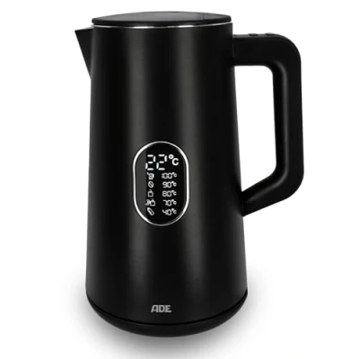 Immagine di ADE Bollitore a risparmio energetico con impostazione della temperatura 5 livelli di temperature selezionabili 40 100C 1,5 l spegnimento automatico acciaio inox senza BPA Nero