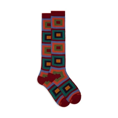 Immagine di Gallo WITH Concentric Square Motif Calzettoni, Uomo, Taglia: One Size, Amaranto
