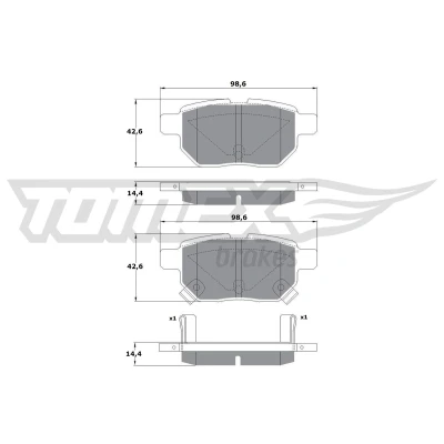 Immagine di TOMEX brakes TX 15 01 Kit pastiglie freno Assale posteriore con segnalatore acustico usura TOYOTA: Yaris II Hatchback, III Hatchback