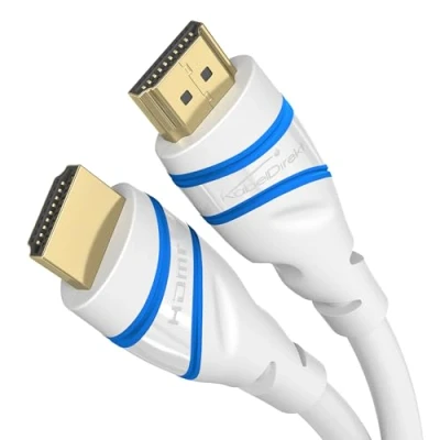 Immagine di KabelDirekt Cavo HDMI 10K &amp; 8K, 2.1b Certificato, sviluppato in Germania 4 m (Cavo 2.1 Ultra High Speed, per PC e console come PS5 XBO, monitor TV bianco)