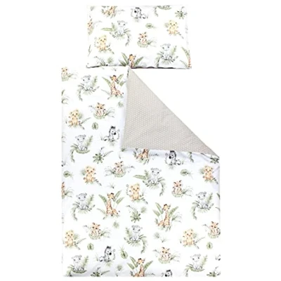Immagine di TupTam Set di Biancheria da Letto per Bambini Ragazzi Ragazze 2 Elementi, Safari/Leone/Marrone/Foglie/Verde, 135x100 cm