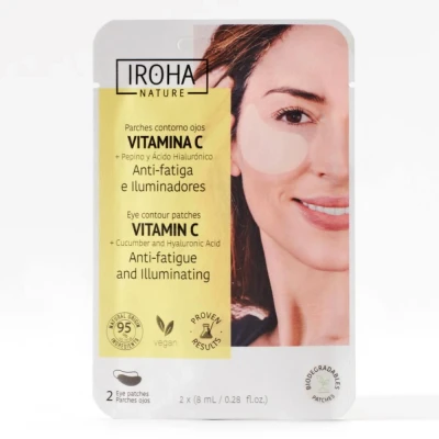 Immagine di IROHA NATURE Patch Occhi Illuminanti e Anti Fatica con Cetriolo Vitamina C Riduzione Borse, Occhiaie Rughe Idratazione Profonda Acido Ialuronico Vegano 100% Biodegradabile