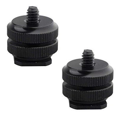 Immagine di Jopto 2 supporti con attacco a slitta vite da 1/4&quot; 20 per treppiede, in metallo, calda, supporto flash di conversione fotocamera DSLR