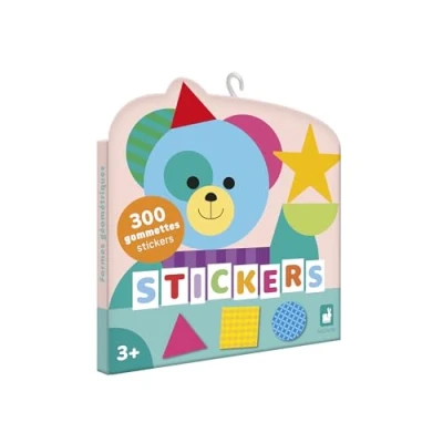 Immagine di Janod Confezione 300 Gommettes Adesivi tascabili Formato 3x3cm Forme 3 Anni in su Tempo Libero Creativo per Bambini Abilità motorie Fini e concentrazione J09192, Geometriche, J09192