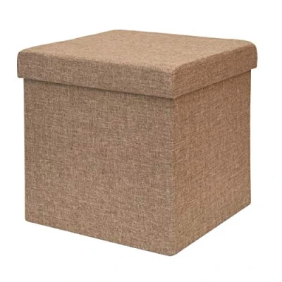Immagine di DuneDesign Poggiapiedi a cubo 38cm apribile Contenitore Sgabello Quadrato Imbottito Pieghevole Pouf Contiene 42L Marrone Chiaro