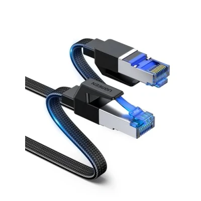 Immagine di UGREEN Cavo Ethernet Cat 8 Piatto 40Gbps 2000MHz, Rj45 Nylon Internet Cavi Lan ad Alta Velocità, di Rete per Gaming PS5 PS4 Router PC Modem, Compatibile con 8/7/ 6/5, 15M