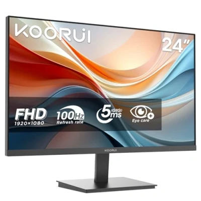 Immagine di KOORUI E2412F Monitor PC 24 pollici, Full HD VA 100HZ, 5ms, 1920x1080, Schermo HDMI1.4 e VGA, VESA 100x100 mm, Adaptive Sync, Inclinazione Regolabile, Pannello ultra Sottile