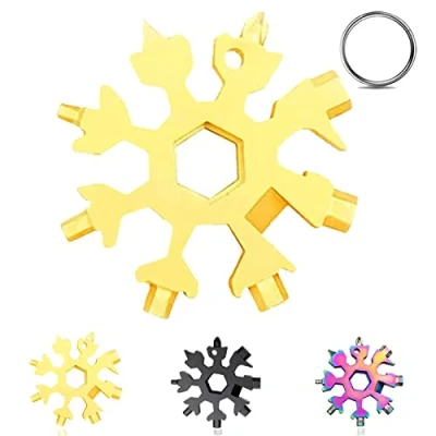Immagine di 18 in 1 Snowflake Attrezzo Utensile Multifunzione, Multi Tool Snowflake, Acciaio Inox, Strumento Fiocco di Neve Inossid per All&#039;aperto Viaggi Regali Natalizia