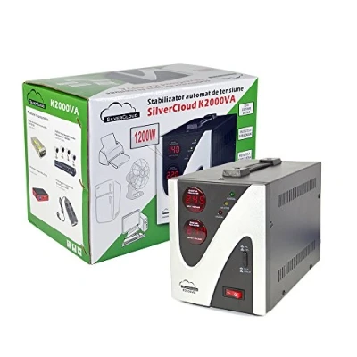 Immagine di Stabilizzatore di tensione SilverCloud 2000 va 1200 W, Nero/Bianco