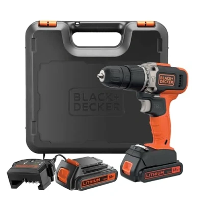 Immagine di BLACK+DECKER, TRAPANO AVVITATORE A PERCUSSIONE 18V Comprende 2 batterie 1.5Ah in valigetta di plastica.BCD003C2K QW