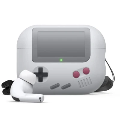 Immagine di elago AW5 Cover Compatibile con Apple AirPods Pro 2a Generazione Custodia (2022), Classica Design Console di Gioco Manuale 2, Cordino da Polso Incluso (Grigio)