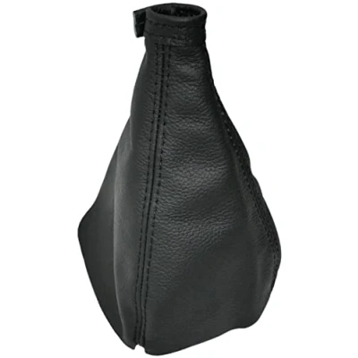 Immagine di Aerzetix C60286 Cuffia per leva del cambio in vera pelle compatibile con Hyundai Santa Fe 2 2007 2012 colore: nero cuciture nere manuale
