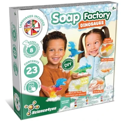 Immagine di Science4You Dino Lab Kit per la Produzione di Sapone Bambini, Crea i tuoi Saponi con Giocattoli dei Dinosauri All&#039;interno, Fosforescenti Bambino e Bambina 6 7 8 9 Anni