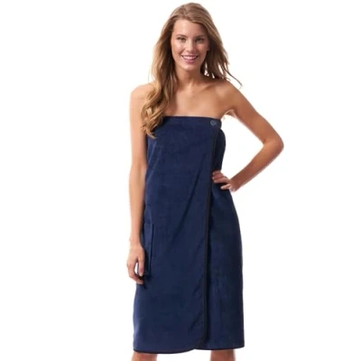 Immagine di Morgenstern Asciugamano Da Bagno I Spiaggia Donna Elastico Bottone 100% cotone Tasca 90x142 cm Blu