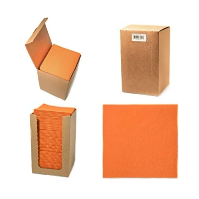 Immagine di Alvotex CHIC Airlaid 100 tovaglioli di coctail, piegati a 1/4 in tessuto, alta qualità, monouso, arancione, 20 x cm