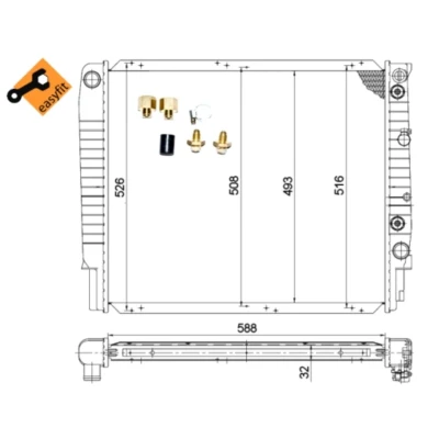 Immagine di NRF EASY FIT 53998 Radiatore motore Alluminio 588 493 32 con parti annesse Alette di raffreddamento saldate VOLVO: 940 I Station Wagon