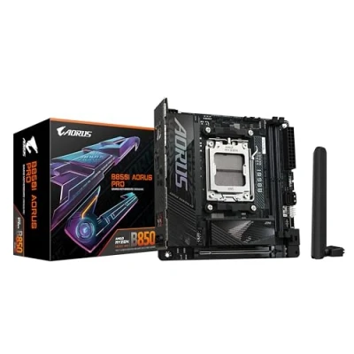 Immagine di GIGABYTE B850I AORUS PRO Scheda Madre Supporta processori AMD Ryzen Serie 9000, VRM digitale a 8+2+1 fasi, fino 8400MHz DDR5 (OC), 1xPCIe 5.0 + 4.0 M.2, 2.5LAN, WIFI 7, USB 3.2 Gen 2