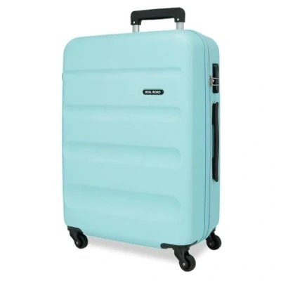 Immagine di ROLL ROAD Flex Valigia rigida realizzata in ABS, un materiale, chiusura a combinazione laterale 4 ruote doppie bagaglio mano, pratico interno con vano, Blu scuro, mediana, media