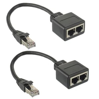 Immagine di HUAREW RJ45 Divisore adattatore Ethernet 1 Maschio a 2 Femmine Cavo Compatibile con Cat5, Cat5e, Cat6, Cat7(2 pezzi)