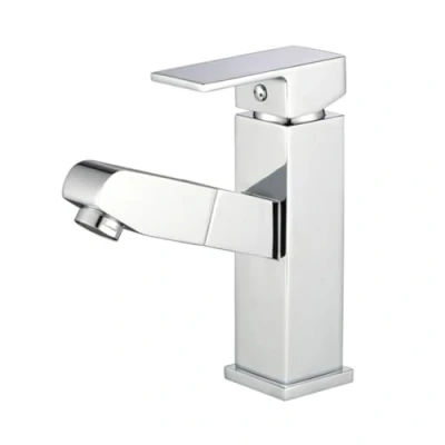 Immagine di Rubinetto Lavabo Bagno Con Doccetta Estraibile, Stile Moderno Ottone Monocomando Miscelatore Bagno, Lavabo, Cromo, Argento