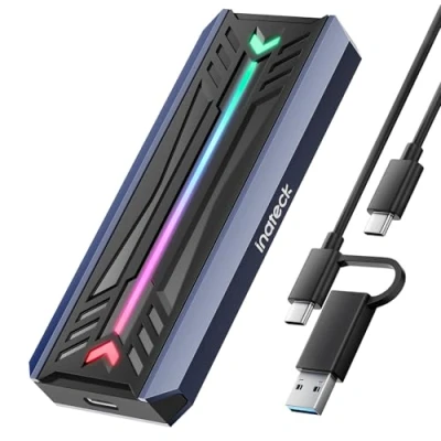 Immagine di Inateck RGB Custodia SSD M.2 NVMe SATA, USB 3.2 Gen 2 (10 Gbps) con Supporto UASP Trim per NVME/SATA 2242/2260/2280 (Chiave M/M&amp;B), Installazione Senza Attrezzi (Fino a 4 TB), FE2024
