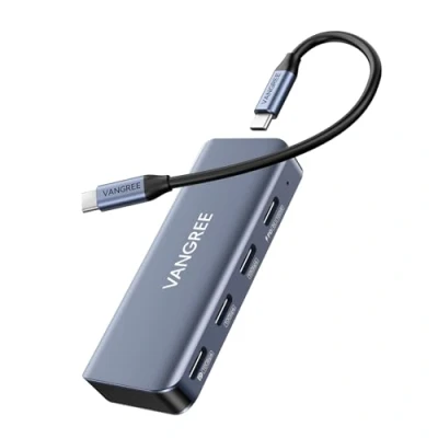 Immagine di Hub USB C a 4 porte con cavo staccabile, 2 3.2 10Gbps, 4K @ 60Hz DP Alt Mode, 100W PD, adattatore multiporta splitter per MacBook Pro, iPad, iPhone 15, monitor C, occhiali