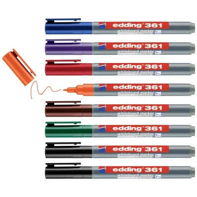 Immagine di Edding 4 361 8 S2999 Kit marcatori per lavagne bianche Nero, Rosso, Blu, Verde, Arancione, Marrone, Violetto pz.