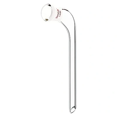 Immagine di stonylab Adattatore per Distillazione ad Angolo a 105 Gradi, in Vetro Borosilicato Piegato con Giunto 14/20 e Tubo di Sgocciolamento Conico da 100mm Laboratorio