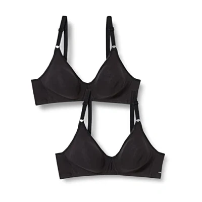 Immagine di Nur Die 2er Pack Damen Baumwoll Bh Donna Reggiseno, Nero (Black), 2B (Taglia Produttore: 75B)