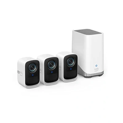 Immagine di eufy Security eufyCam S300(eufyCam 3C), telecamera wi fi esternoi, wifi esterno senza fili, risoluzione 4K, Visione Notturna a Colori, Nessun Costo Mensile, Kit di 3 telecamere