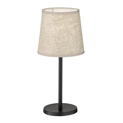 Immagine di Fischer &amp; Honsel Lampada da tavolo Rimini nero sabbia opaco paralume in tessuto color Altezza: 30 cm, diametro: 14 cm con interruttore a filo 1 x E14 max. 25 W senza lampadina