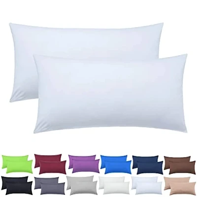 Immagine di NatureMark Confezione da 2 federe per cuscini in jersey, dormire lateralmente, cuscino il collo, conformi all’OEKO TEX, 40 x 60 cm, diversi colori e dimensioni, Bianco