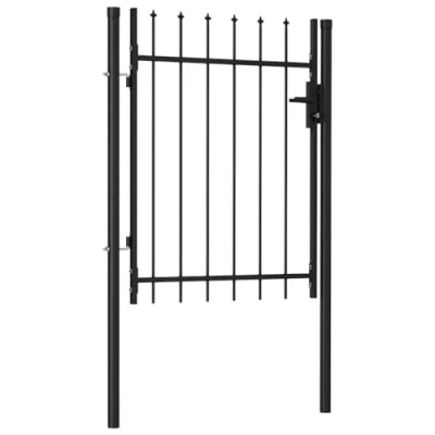 Immagine di vidaXL Cancello per Recinzione a Singola Anta con Punte Robusto Durevole Privacy Serratura e Chiavi Ingresso Pedonale in Acciaio 1x1,2 m Nero