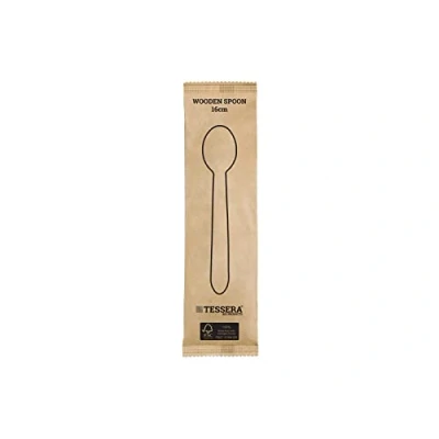 Immagine di Tessera Bio Products QA124BWFSC Cucchiaio in legno, 1/1, colore naturale, lunghezza 16 cm, confezione da 100 pezzi