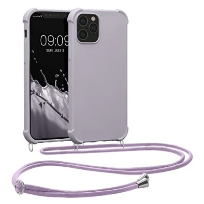 Immagine di kwmobile Custodia Compatibile con Apple iPhone 12 / Pro Cover Back Case in Silicone TPU Protezione Smartphone Cordino nuvola viola