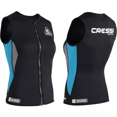 Immagine di CRESSI Guardian Zipper Vest, Gilet in Neoprene Bifoderato 2mm con Zip Donna, Nero/Acquamarina, L/4