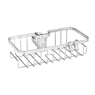 Immagine di Wenko Floresta, Carrello per Doccia Quadrato, in Acciaio Inossidabile Cromato, Montaggio Senza Viti o Fori, Tutte Le Aste Standard, 24 x 6.2 14 cm, Lucido
