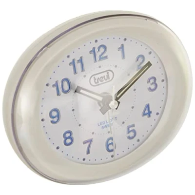 Immagine di Trevi SL 3052 Orologio al Quarzo con Sveglia Ampio Quadrante, Suoneria Elettronica, Movimento Silenzioso Sweep, Retroilluminazione e Tasto Snooze, Bianco, 10x8.4x5.4 cm