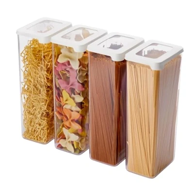 Immagine di SmartStore contenitori ermetici trasparenti per alimenti secchi con coperchio, 2,25 l, set di 4 20% in plastica biologica senza BPA, lavabili lavastoviglie, impilabili da