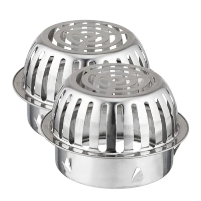 Immagine di Relaxdays Filtri per Grondaie, Set da 2, Acciaio Inox, Protezione Tubi Pluviali 120 mm, Contro l&#039;Intasamento, Argento, 9,5 x 15 cm
