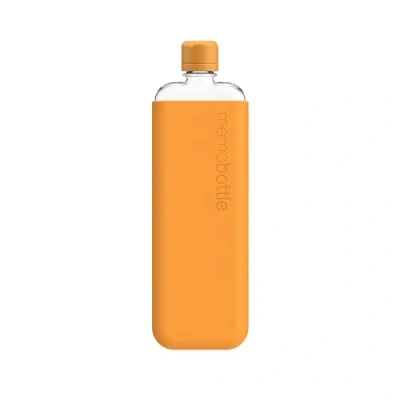 Immagine di memobottle Slim (Mandarino) Bundle 450 ml Bottiglia, custodia in silicone e coperchio, elegante, sottile piatta, per borse computer portatili, senza BPA, moderno, minimalista, ideale l&#039;uso